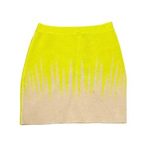 Marciano neon green and tan bodycon mini skirt